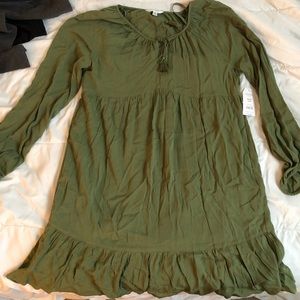 Olive Peasant Dress